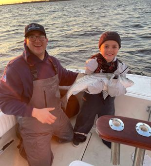 Beautiful striped bass catch during Keyport NJ fishing trip!