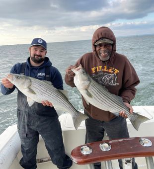 Double striped bass success in Keyport NJ!