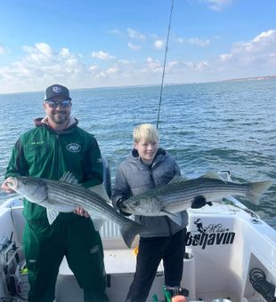 Double striped bass success in Woodbridge Township NJ!
