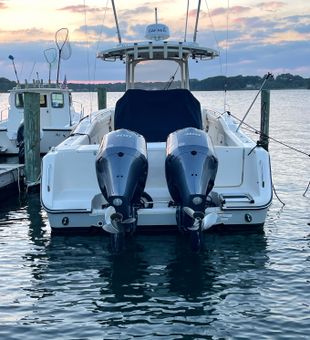 Powerful twin-engine setup at sunset.