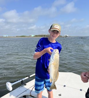 Vibrant red drum catch.