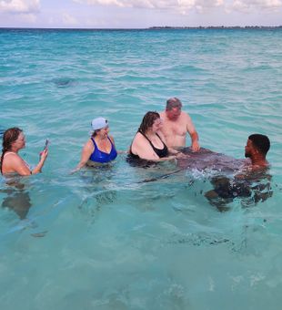 Group enjoys close encounter with gentle stingray!