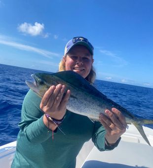 Bright mahi mahi catch on calm blue sea!