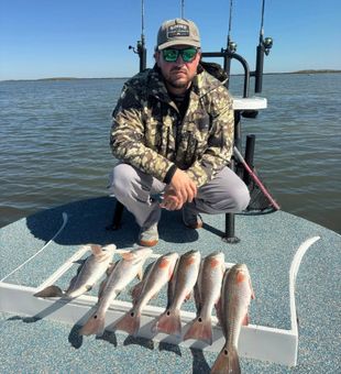 Redfish action in Arroyo City, TX—South Texas inshore fishing at its finest.