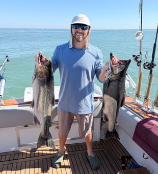 Double Chinook salmon success in Sodus Point NY!