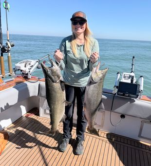 Double Chinook salmon success at Sodus Point NY!
