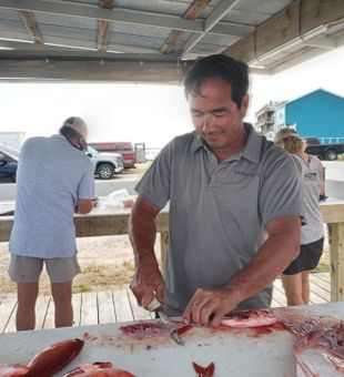 Filleting red snapper today