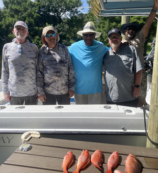 Vermilion snappers hooked on a partly cloudy day off Pensacola!