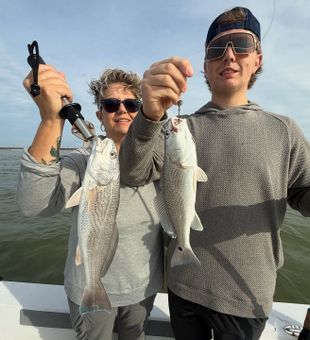 Hooked up with a big Redfish on the flats!
