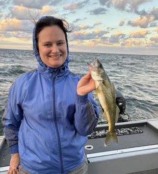 Windy and proud! Fresh walleye caught at sunset.