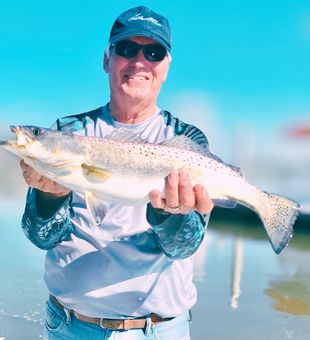 Nice catch! Check out this speckled trout caught aboard Captain Rusty's boat in St. Simons Island, GA.