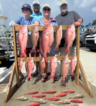 Reeling in snapper off the coast