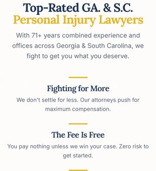 Legal services advertisement for personal injury cases