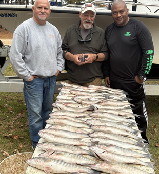 Blasted today with this exciting striped bass haul using jigging and trolling techniques!