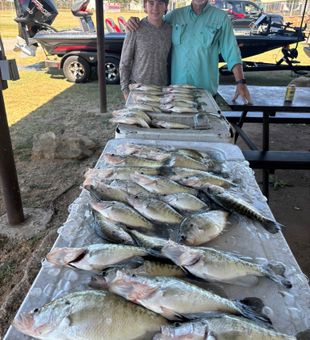 Reeling in slab crappie on Lake Eufaula OK