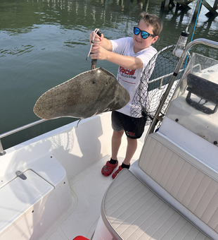 Nice stingray caught using deep sea trolling with light tackle in clear conditions!