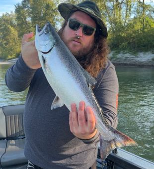 Hooked into another beautiful Pacific Northwest salmon.