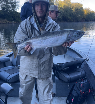 Nice salmon using jigging and trolling techniques in clearing weather!
