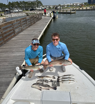 Reeling in the catch of the day.