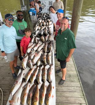 Massive St Bernard redfish haul fills the dock!