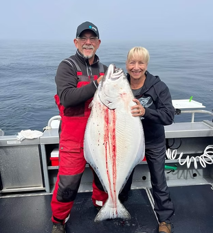 Giant Port Renfrew halibut catch