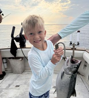 Awesome salmon catch on Lake Michigan!