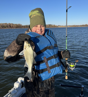Lake Lavon white bass caught with deep sea jigging!