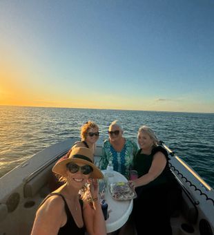 Perfect sunset cruise vibes in Chesapeake FL waters!