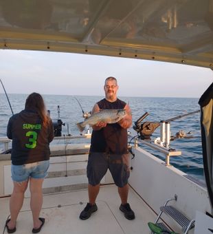 Casting lines along Lake Ontario near New Mexico, New York. This stretch of shoreline is a favorite spot for anglers looking for a relaxing day on the water.