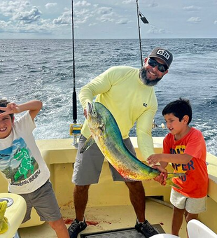 Reeled in a feisty Mahi Mahi during a day of deep sea fishing in Tampa, FL!