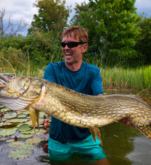 Nice Northern Pike from the lily pads! Adventure awaits in these exciting waters.