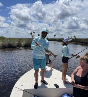 Exciting Redfish action on Florida inshore fishing trip!