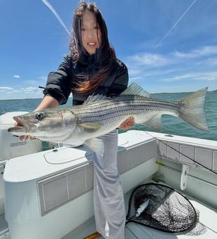 Great day on the bass…her first striper ever!!!