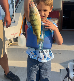 Nice American Yellow Perch using deep sea trolling before the clouds rolled in!