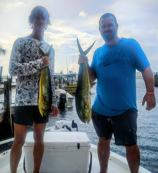 Blasted today with four beautiful mahi mahi! Great deep sea jigging and trolling action.