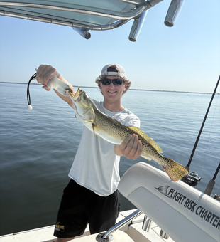 Beautiful Anna Maria Island speckled trout on deck!
