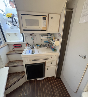 Well-equipped galley ready for West Palm Beach fishing adventures!