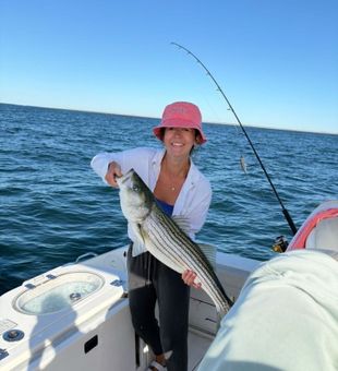 Mom hooked a big Bass! - Dennis, MA.