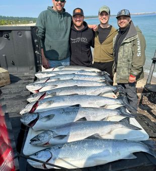 Stacked with silver Coho on Lake Michigan!