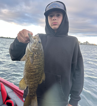 Nice Smallmouth Bass caught drift fishing in partly cloudy conditions!