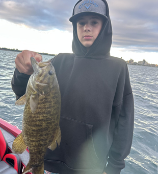 Nice smallmouth bass caught drift fishing in partly cloudy conditions!