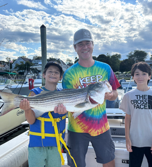 Beautiful Massachusetts Bay striped bass making memories!
