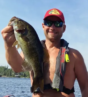 Beautiful Nipigon smallmouth bass on the water!