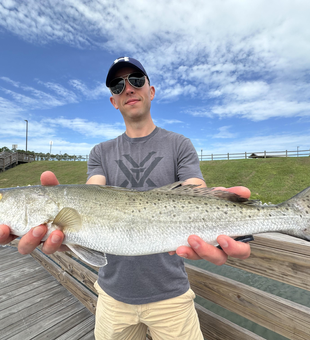 Nice speckled trout on light tackle today. Clouds rolling in but the fish are biting!