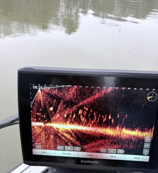 Active sonar fish finder marks on Garmin display