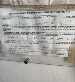 Weathered seafarer's certificate from the high seas.