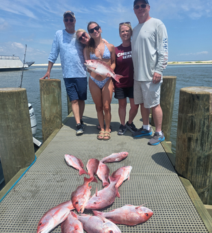 Nine Gulf of Mexico red snapper on deck!