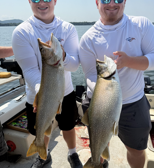 Double lake trout success at Mallets Bay!