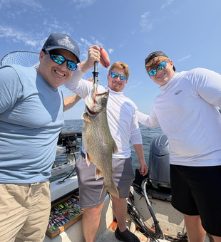Beautiful lake trout from Mallets Bay fishing adventure!
