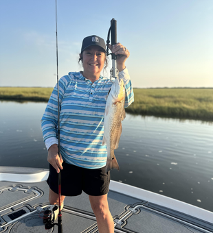 Nice redfish using deep sea jigging and light tackle today!